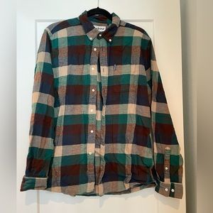 Barbour Mens Flannel green and tan tailored fit